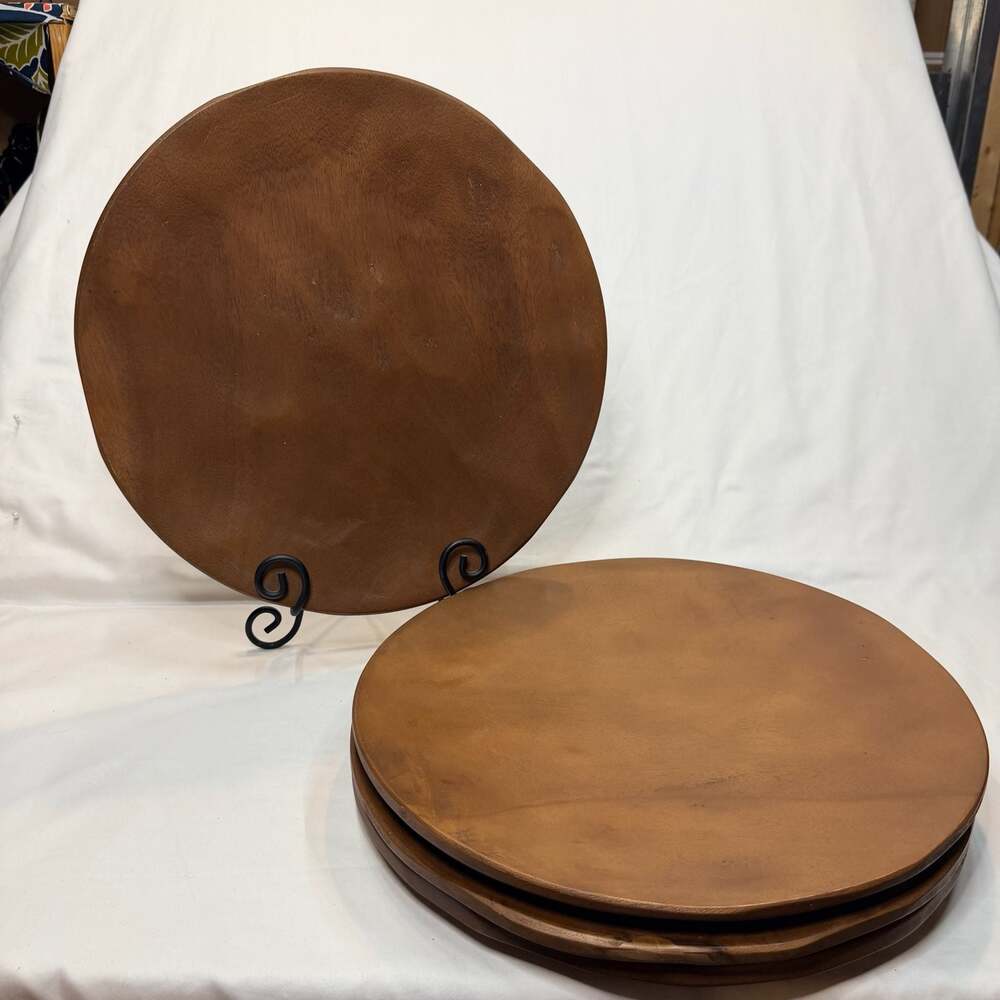 Pottery Barn Wood Charger Plates (Set of 4), 13” Diameter